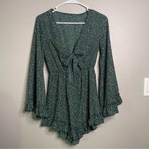 Green Polka Dot Romper